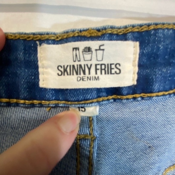 Skinny Fries Denim High Waist Distressed Raw Hem Stretch Skinny Jeans Size 15 - Picture 5 of 8